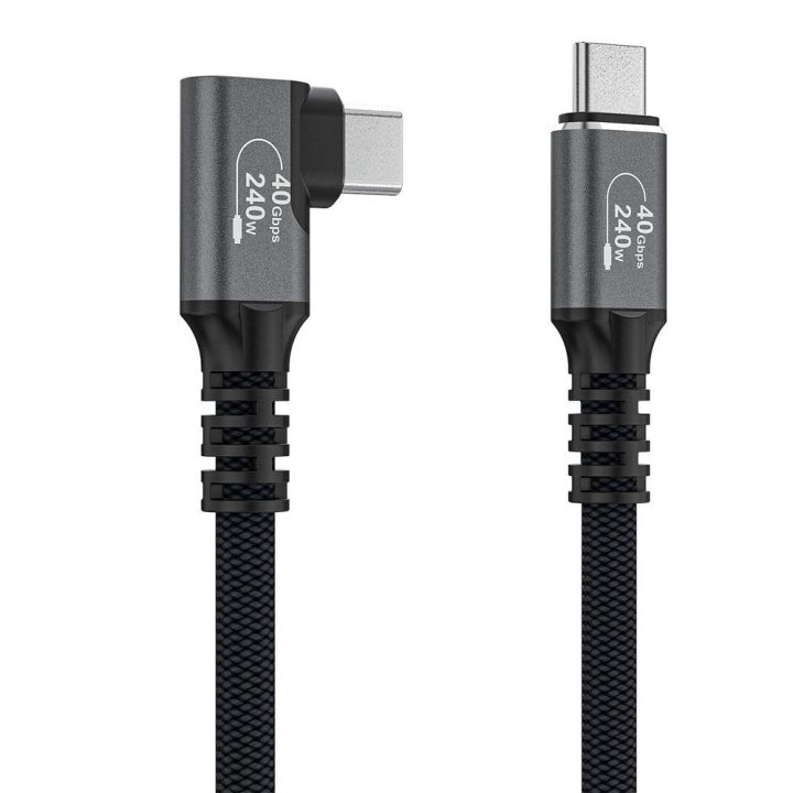 USB-C laidas Thunderbolt 4 240W 1m juodas kampinis