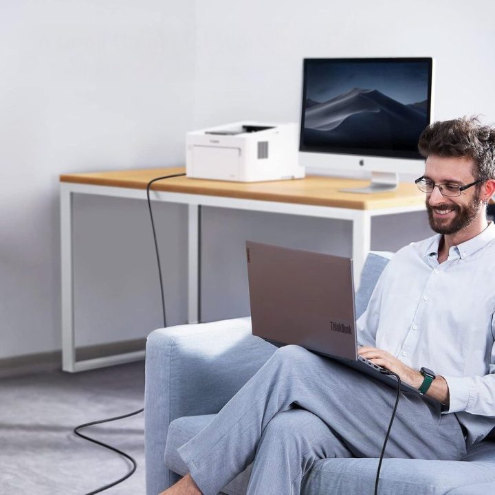 USB-C – USB-B laidas 2m juodas