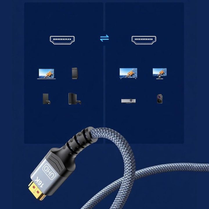 DisplayPort 2.1 kabelis 1m 16K@60Hz juodas