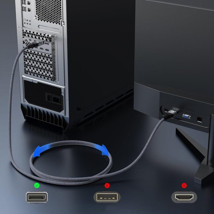 DisplayPort 2.1 kabelis 1m 16K@60Hz juodas