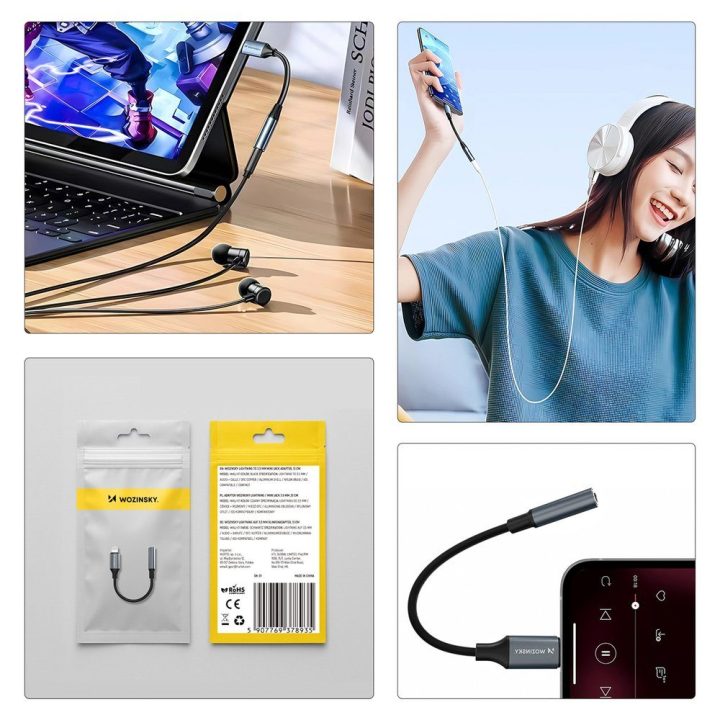 Lightning adapteris į 3.5 mm ausinių lizdą juodas