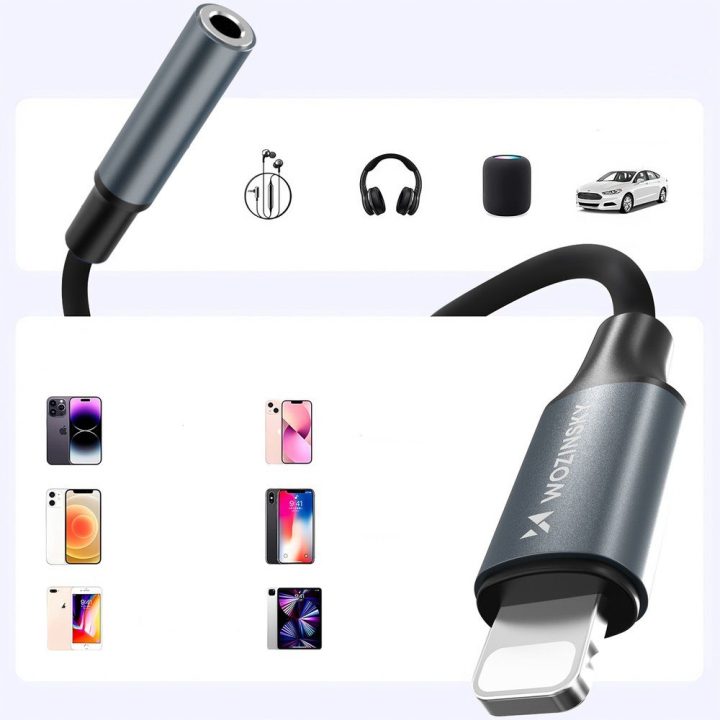 Lightning adapteris į 3.5 mm ausinių lizdą juodas
