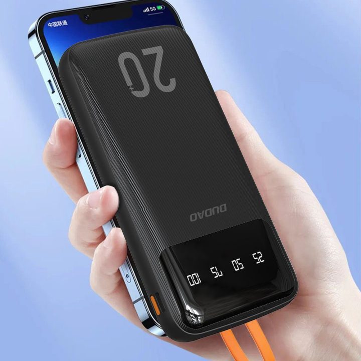 Išorinis akumuliatorius 20000 mAh su 3 laidais