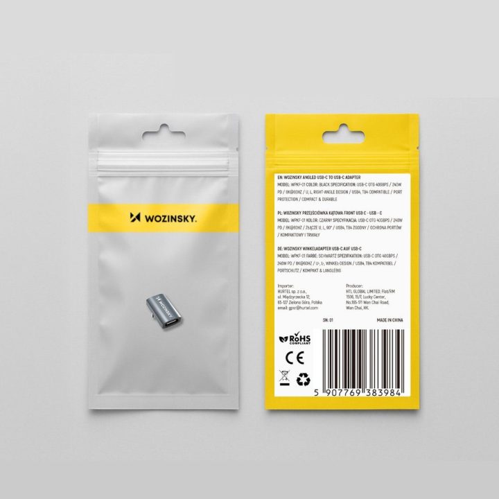 Kampinė USB-C perėjimo jungtis 240 W OTG , pilka