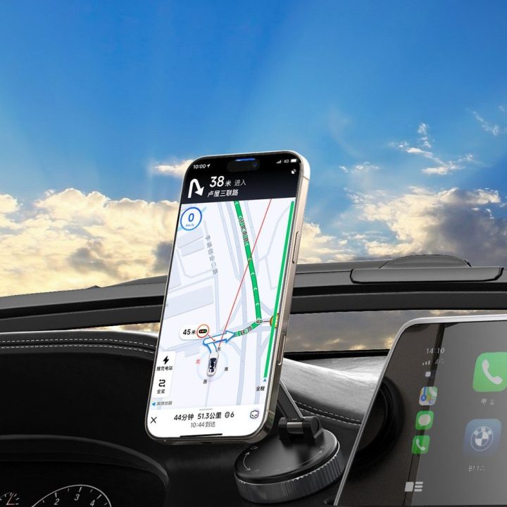 Telefono laikiklis automobiliui magnetinis juodas ant stiklo