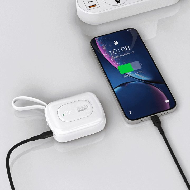 Išorinis akumuliatorius 10000 mAh su USB-C ir Lightning , baltas