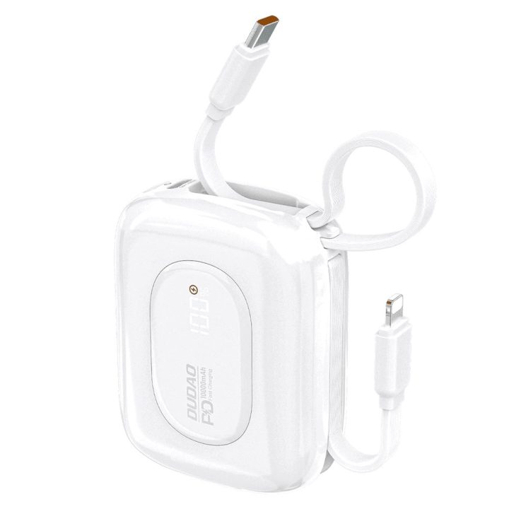 Išorinis akumuliatorius 10000 mAh su USB-C ir Lightning , baltas