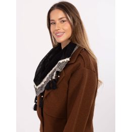 Šalikas juodas su nėriniais ir kutais Enrico Coveri