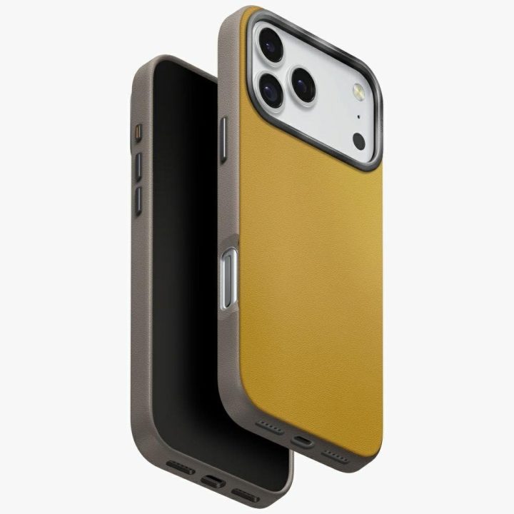 iPhone 17 Pro Max dėklas su MagSafe geltonai pilkas Uniq