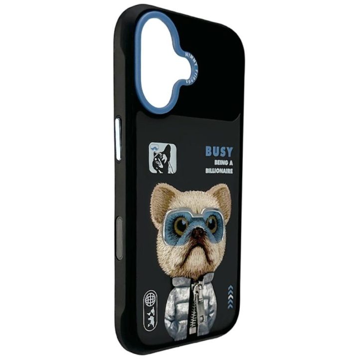 iPhone 17 dėklas juodas su šuniuko aplikacija Nimmy
