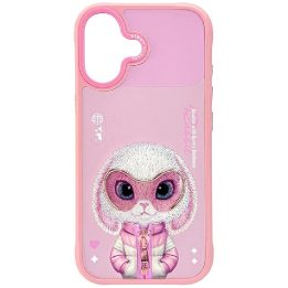 iPhone 17 dėklas rožinis su zuikučio piešiniu Nimmy