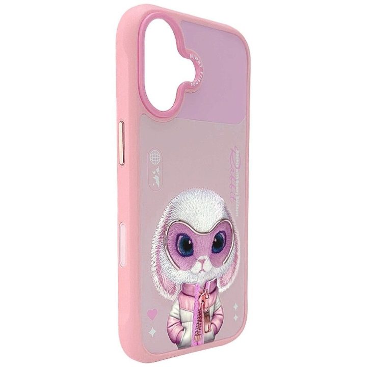 iPhone 17 dėklas rožinis su zuikučio piešiniu Nimmy