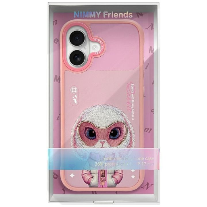 iPhone 17 dėklas rožinis su zuikučio piešiniu Nimmy