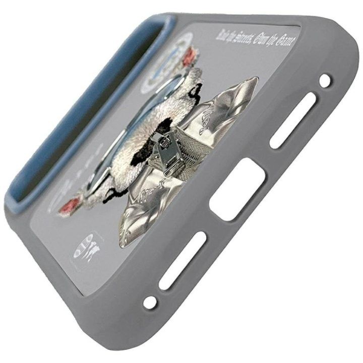 iPhone 17 Pro dėklas pilkas su šuniuko piešiniu Nimmy