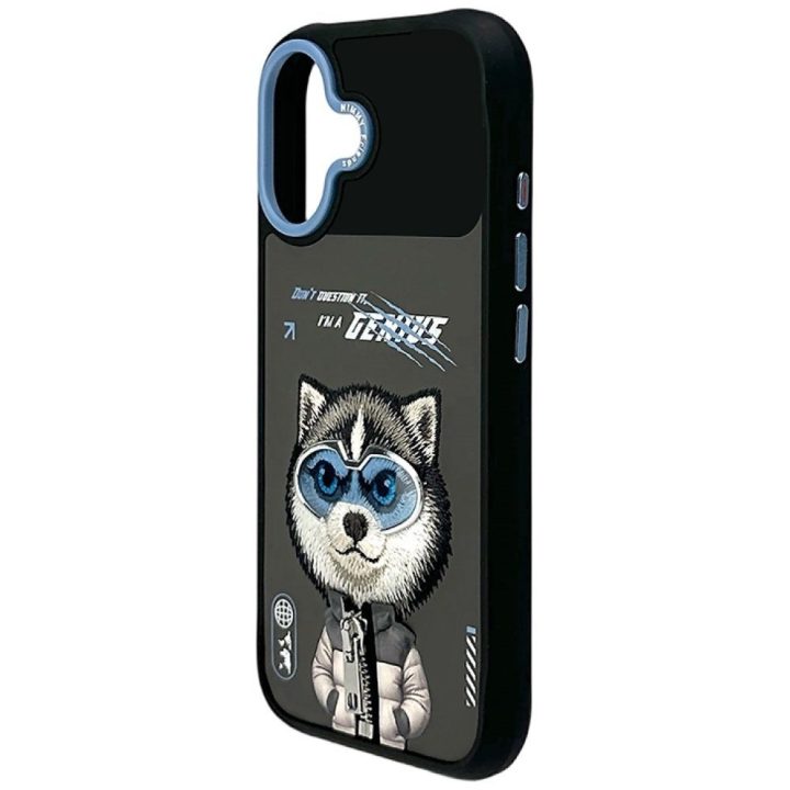 iPhone 17 dėklas juodas su vilko dizainu Nimmy