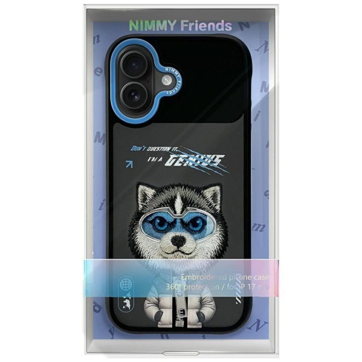 iPhone 17 dėklas juodas su vilko dizainu Nimmy