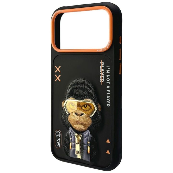 iPhone 17 Pro Max dėklas juodas su gorilos piešiniu Nimmy