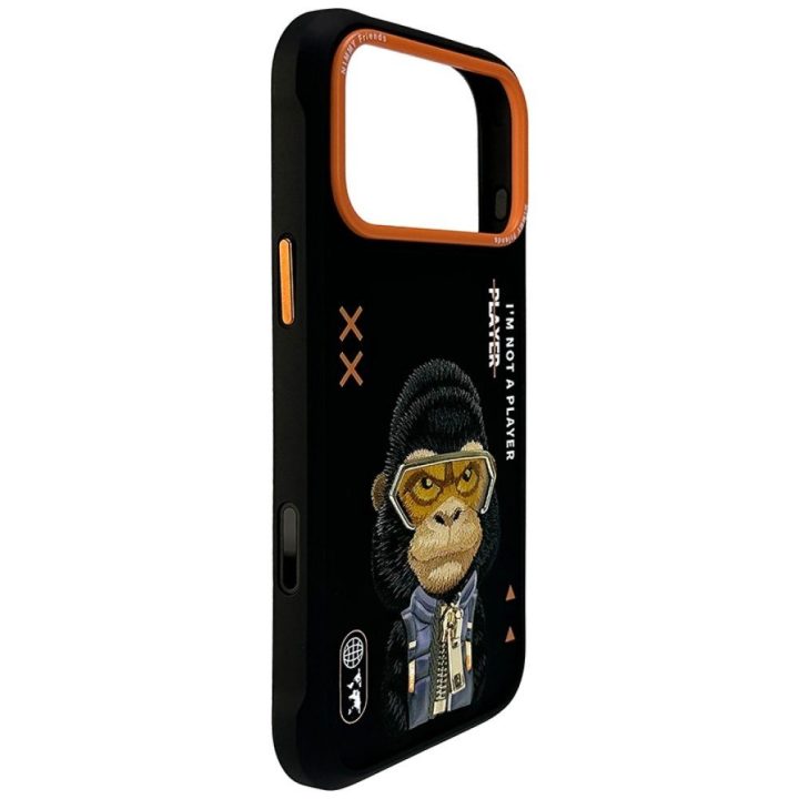 iPhone 17 Pro Max dėklas juodas su gorilos piešiniu Nimmy