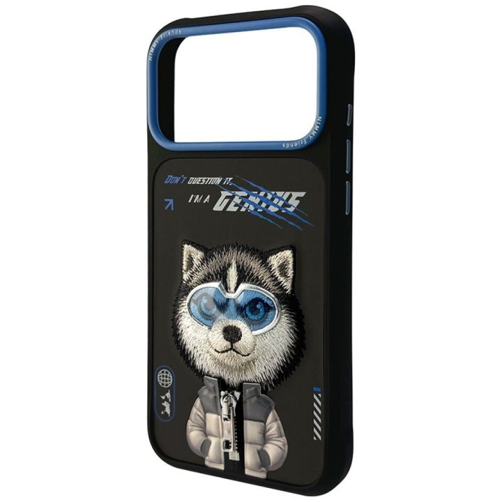 iPhone 17 Pro dėklas juodas su vilko dizainu Nimmy