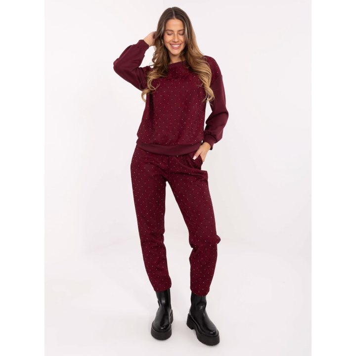 Treningas bordo spalvos su blizgiomis detalėmis IT