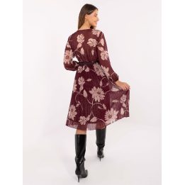 Suknelė bordo spalvos midi su gėlėmis Moe