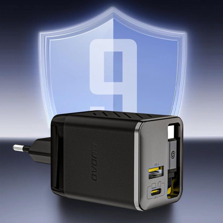 Sieninis įkroviklis 67W su USB-C laidu juodas