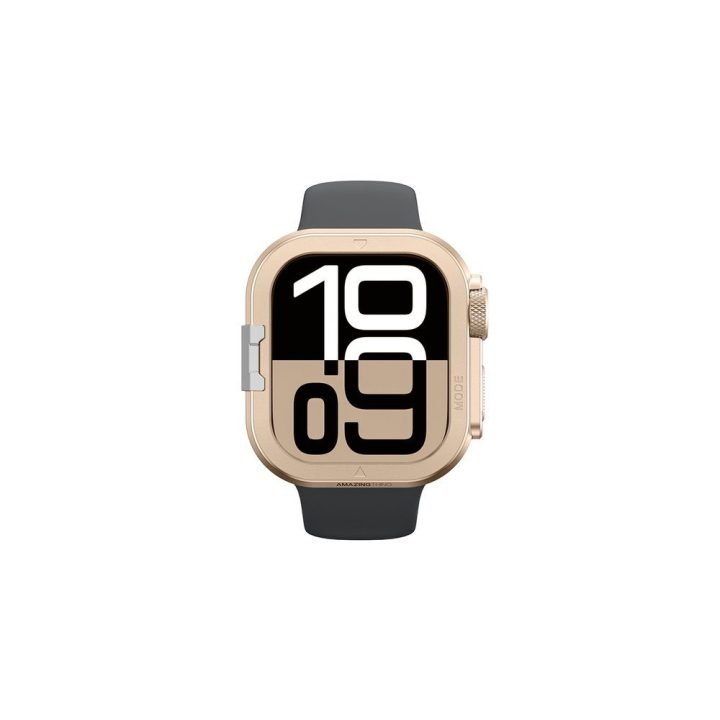 Apple Watch 11 dėklas metalinis auksinis AmazingThing