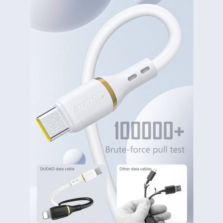 USB-C laidas baltas silikoninis 60W 1m