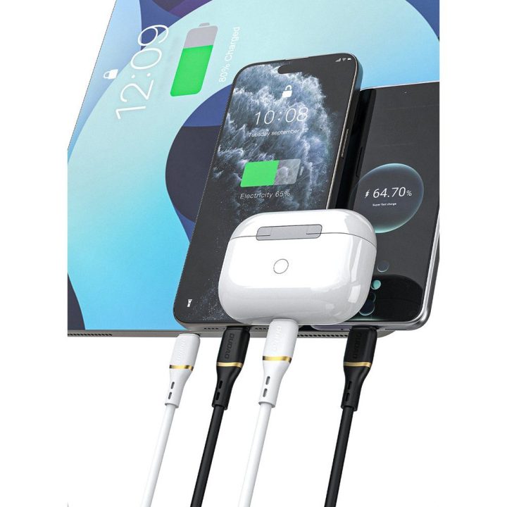 USB-C laidas baltas silikoninis 60W 1m