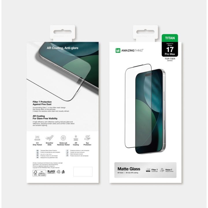 iPhone 17 Pro Max apsauginis stiklas matinis AmazingThing