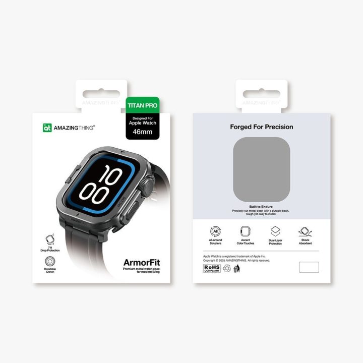 Apple Watch 11 dėklas metalinis juodas AmazingThing