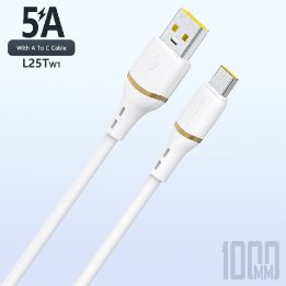 Įkrovimo laidas USB-C baltas silikoninis 1m