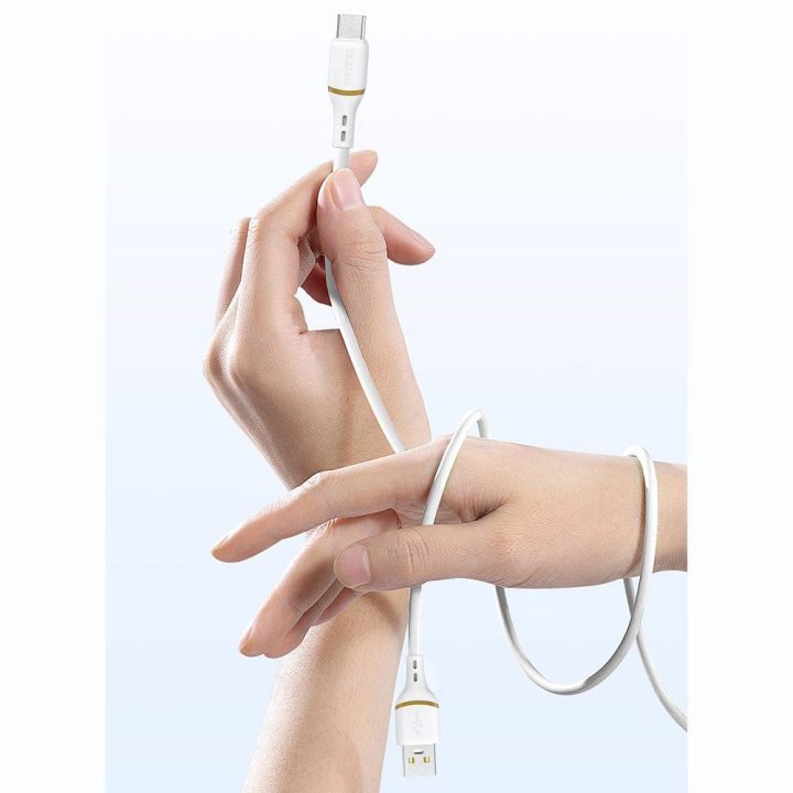 Įkrovimo laidas USB-C baltas silikoninis 1m