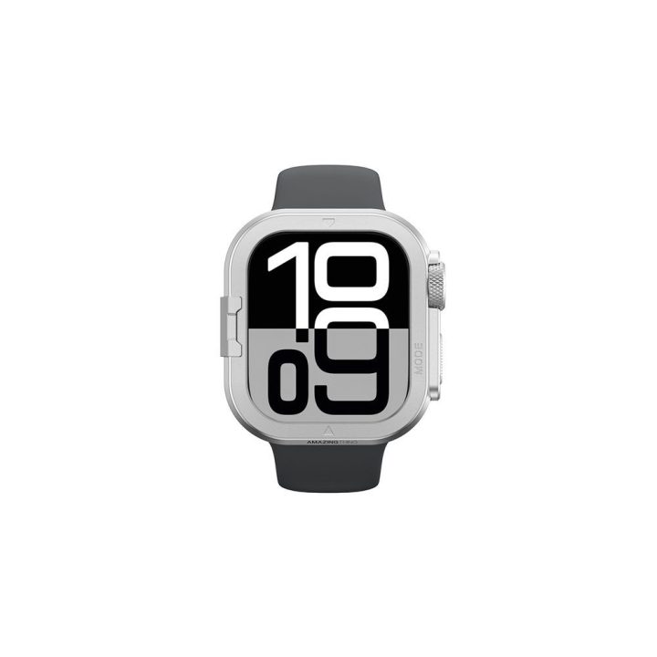 Apple Watch 11 dėklas metalinis sidabrinis AmazingThing