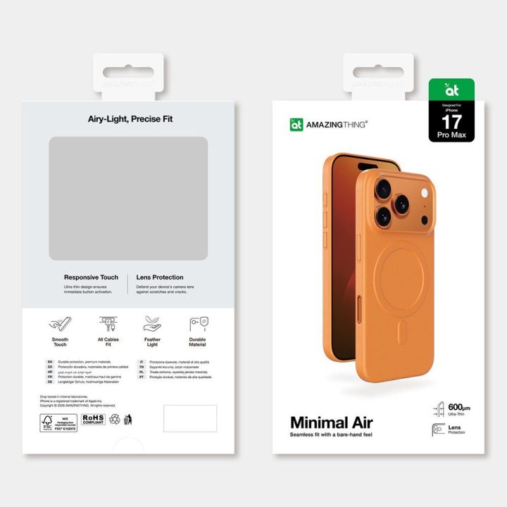 iPhone 17 Pro Max dėklas su MagSafe oranžinis AmazingThing