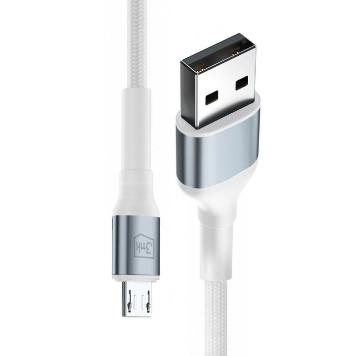 Krovimo laidas USB-A į MicroUSB baltas 1m