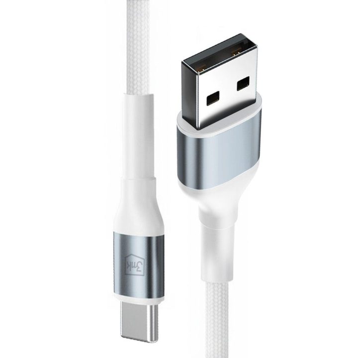 Įkrovimo laidas USB-C baltas pintas 1m