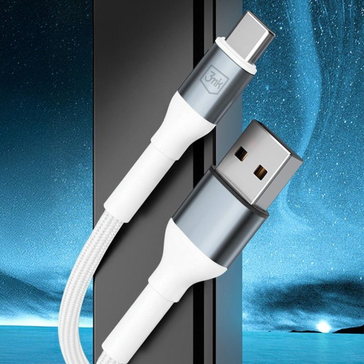 Įkrovimo laidas USB-C baltas pintas 1m
