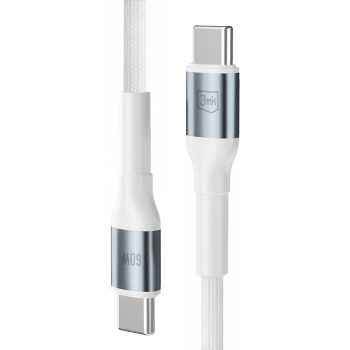 USB-C laidas baltas pintas 60W 1m