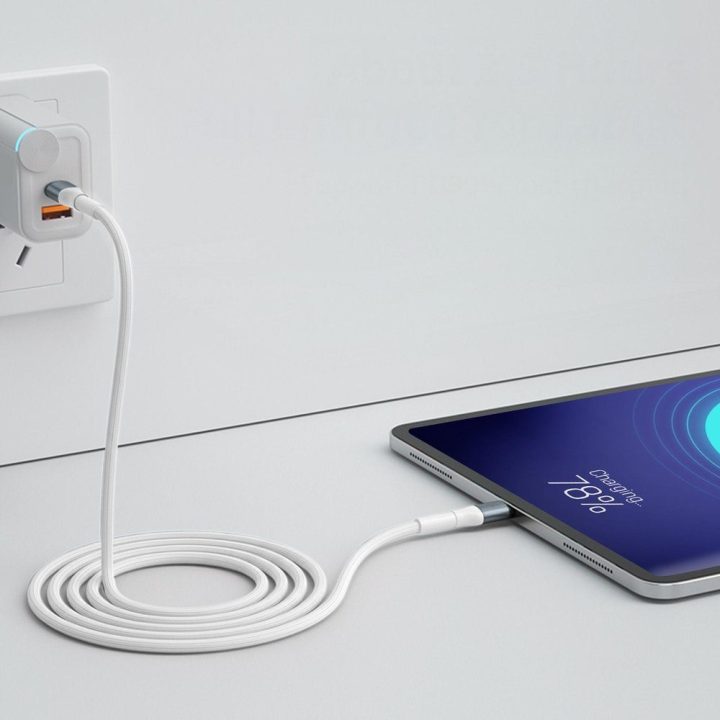 USB-C laidas baltas pintas 60W 1m