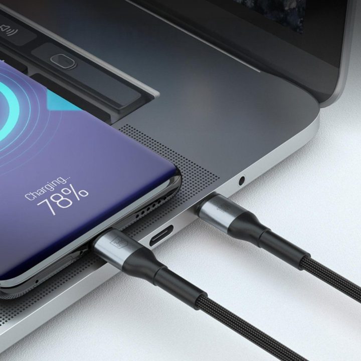 USB-C laidas juodas 100W pintas 2m