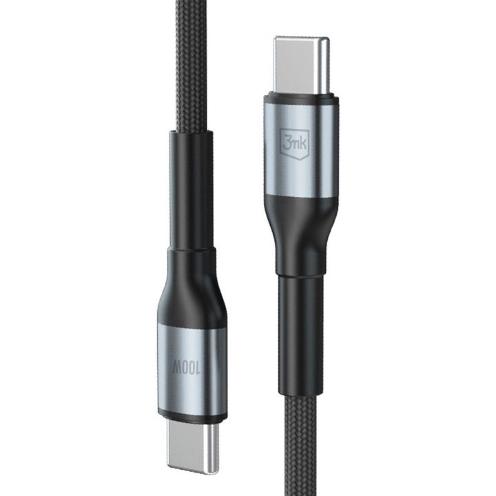 USB-C laidas juodas 100W pintas 2m