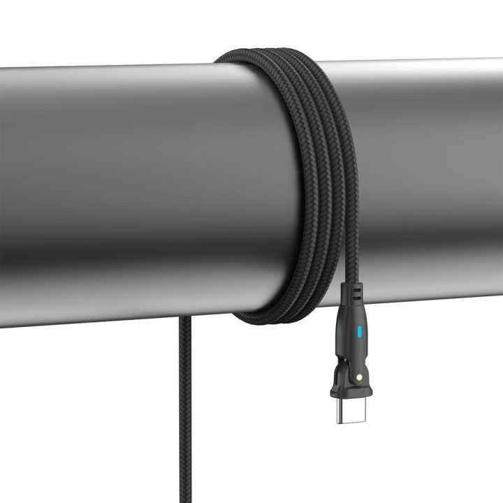 USB-C laidas juodas 2m su 180° jungtimi
