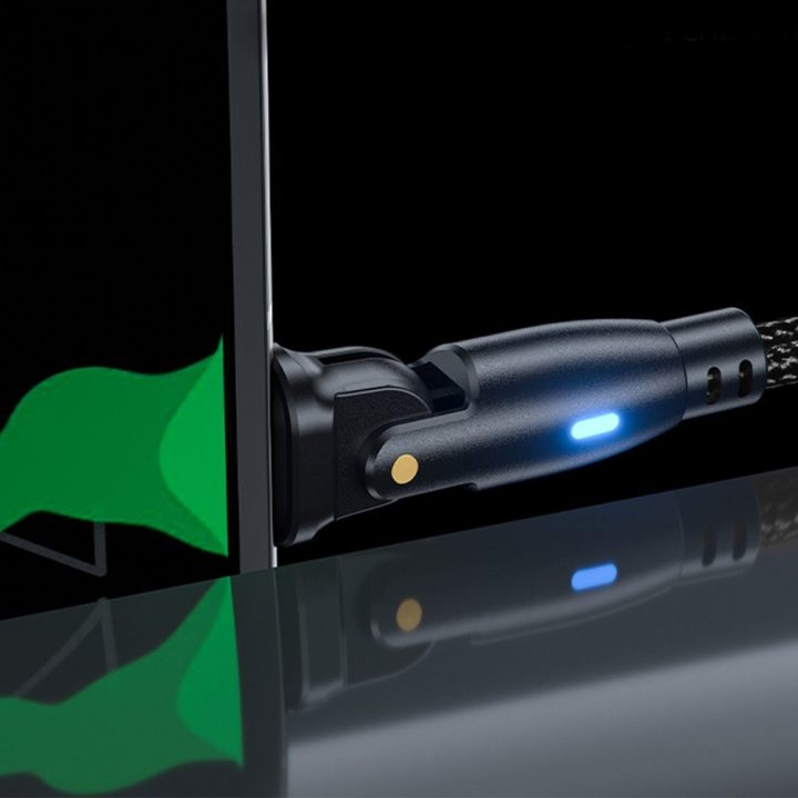 USB-C laidas juodas 2m su 180° jungtimi