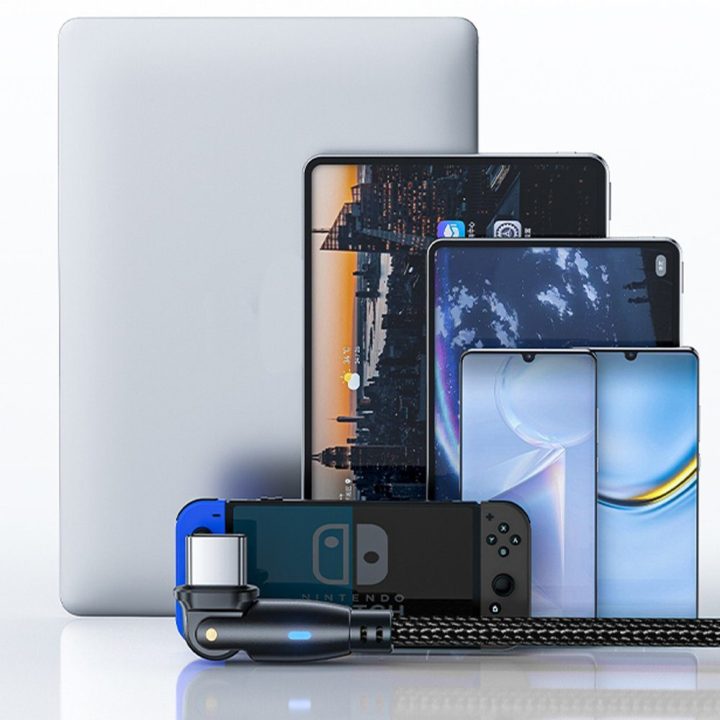 USB-C laidas juodas 2m su 180° jungtimi