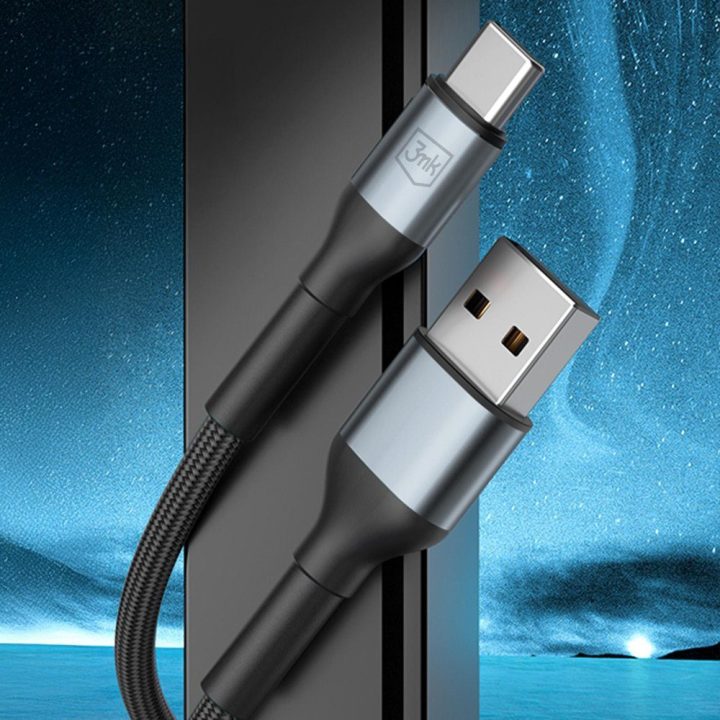 Įkrovimo laidas USB-A į USB-C juodas 1m 18W