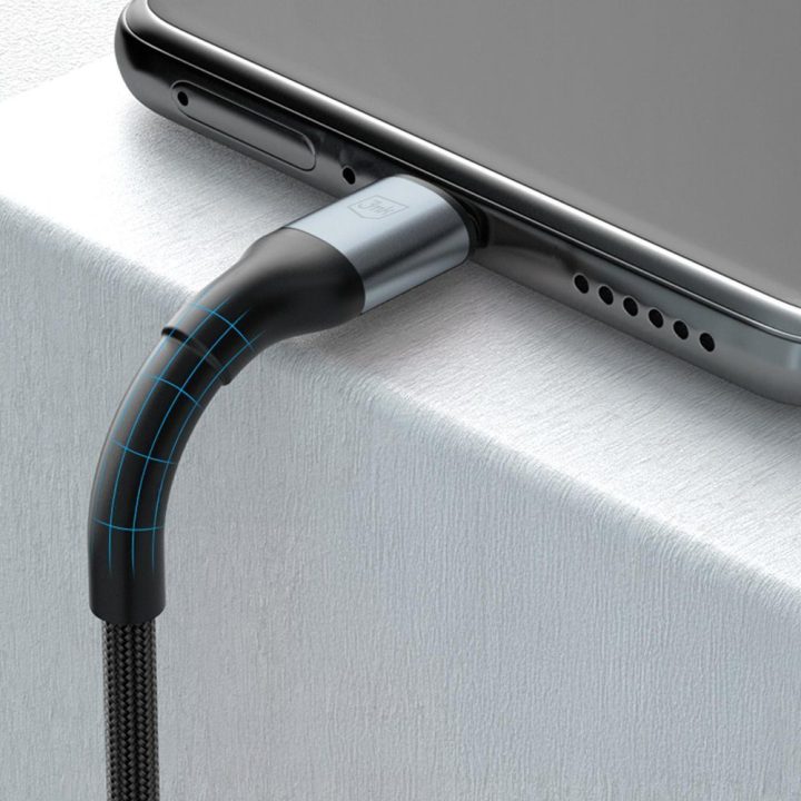 USB-C laidas juodas 100W pintas 1m
