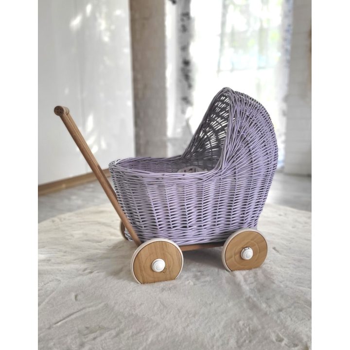 Lėlių vežimėlis pintas šviesiai violetinis Milly Mally