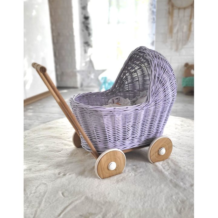 Lėlių vežimėlis pintas šviesiai violetinis Milly Mally