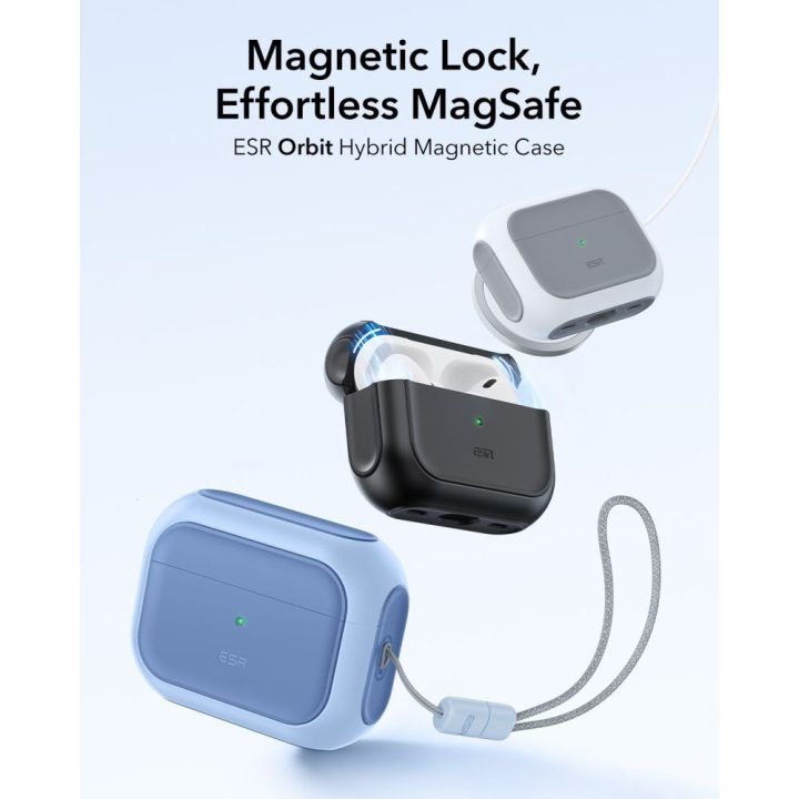 Dėklas MagSafe AirPods Pro ESR Orbit Halolock – patikimai apsaugai ir belaidžiam įkrovimui.